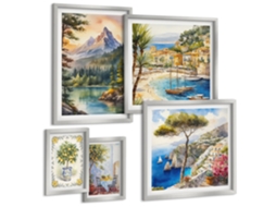Conjunto De Pinturas Paisagens De Montanhas E Mar Vistas Espelharte (5 Peças)