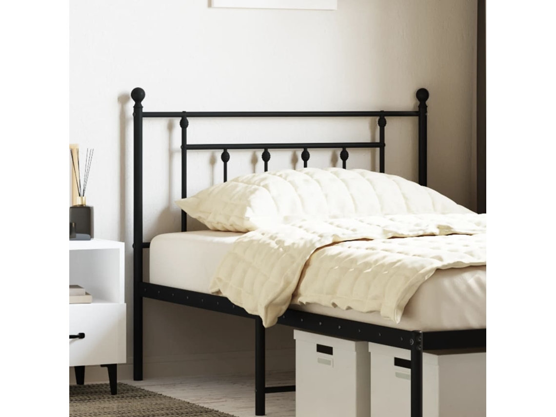 Vidaxl Cabeceira De Substituição 107 Cm Metal Preto