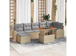 Vidaxl Conjunto De Sofá De Jardim 8 Unid. Bege Rattan Sintético