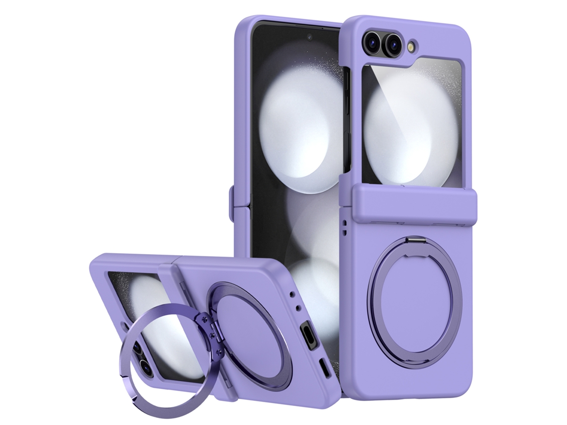 Capa Protetora Multifuncional Carregamento Sem para Samsung Galaxy Z Flip 6 SIURN Magnética Roxo