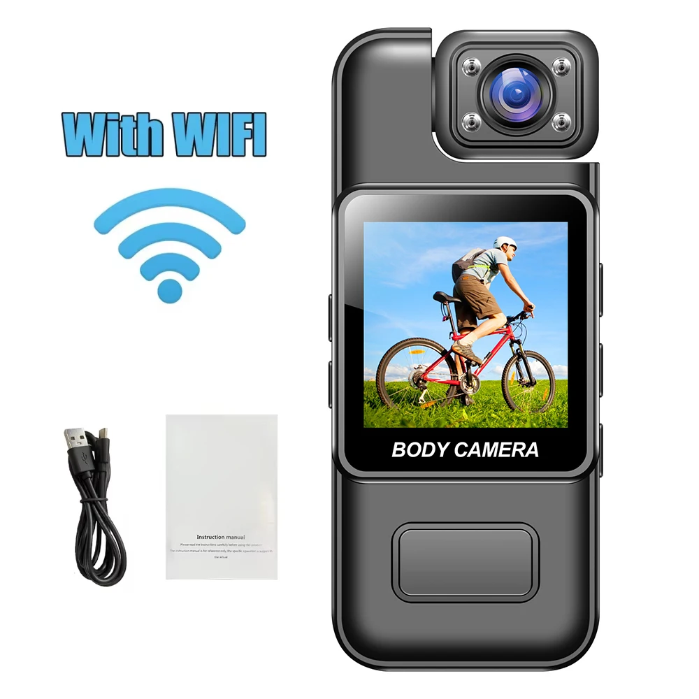 Câmera Ultra Hd 4k Mini Gravador Portátil para Aplicação da Lei Lente Giratória de 180° MDUG (versão Wi fi 128 Gb)