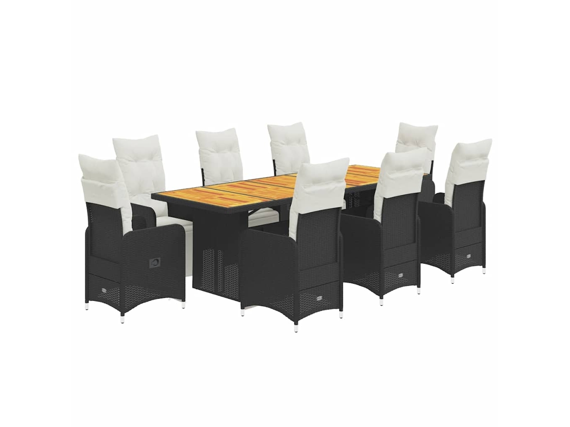 Maison Exclusive - 9 Pcs Conjunto De Bistrô P/ Jardim C/ Almofadões Vime Pe Preto