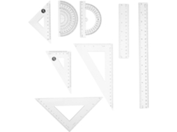 Conjunto De 8 Peças Réguas Matemáticas Portáteis Plástico Transparente, Incluindo Transferidor E Esquadro, Ideais Para