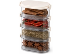 Recipientes Para Armazenar Alimentos, Empilháveis, De Plástico Para Cozinha, Com Tampas, Para Alimentos Secos, Cor 1, 4 Camadas