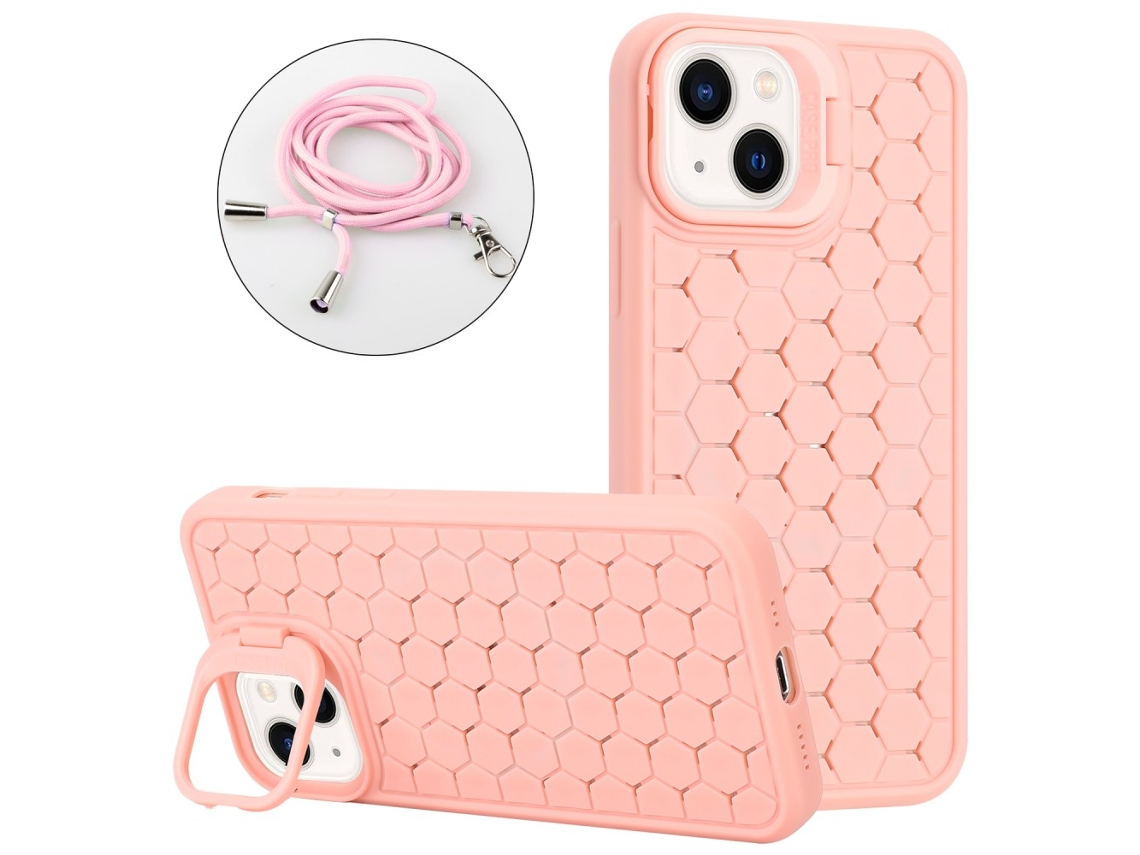 Correia Casa Para Iphone 13 Pele Sintética Magnética Rosa