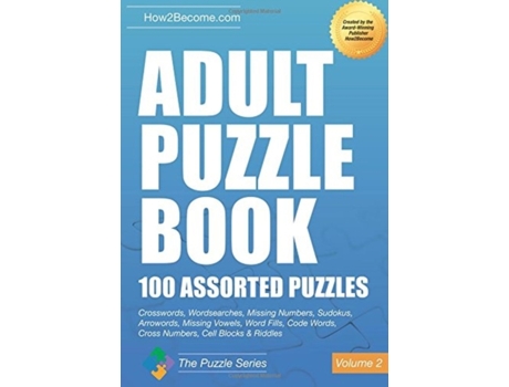 Livro adult puzzle book:100 assorted puzzles - volume 2 de how2become (inglês)