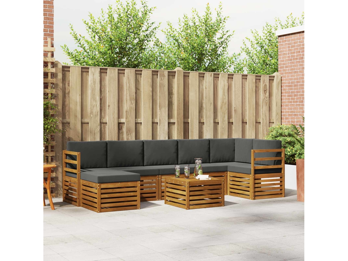 Vidaxl Conjunto De Sofás Para Exterior 8 Unid. Natural E Antracite
