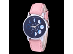Relógio esportivo Zhoulianfa F618-a para mulheres e homens, pulseira de couro, quartzo rosa.