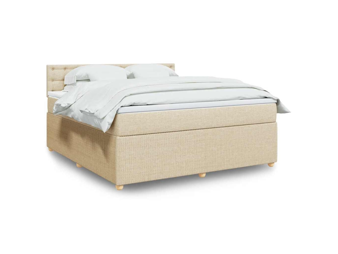 Vidaxl Cama Com Molas/colchão 180x200 Cm Tecido Cor Creme