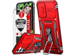 Capa Proteção Câmara Deslizante Anel Metálico Para Samsung Galaxy A14 Hongwe. Vermelho