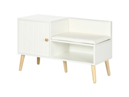 Banco Sapateira com Compartimento e Almofada 80x33x49cm Branco | S/MARCA