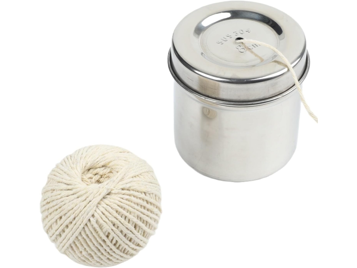 Conjunto de Suporte para Cozinhar Barbante Com 2 Rolos de Algodão Natural Fazer Linguiça E Assar – Dispensador Em Aço