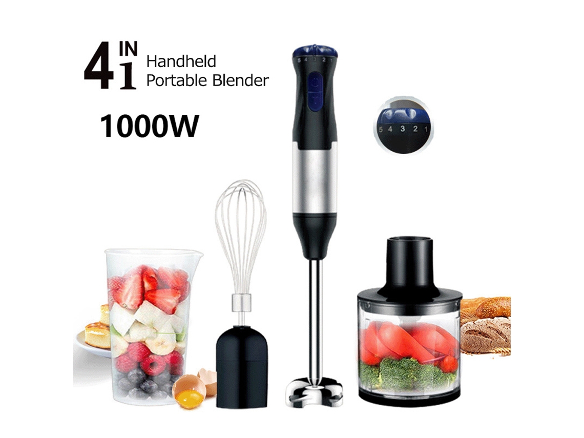 Misturador de Cozinha Primerox 1000W, com 4 Peças: Batedor, Moedor, Copo e Tigela