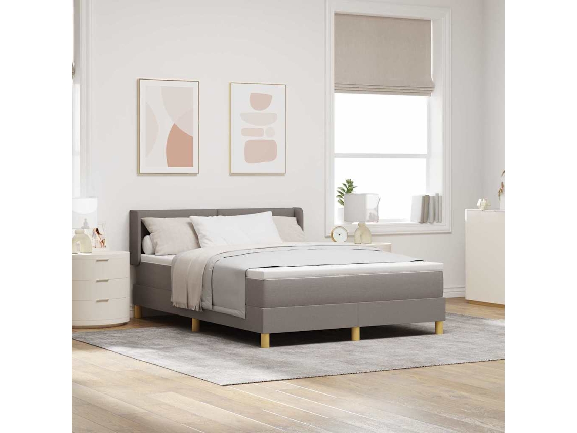 Vidaxl Cama Box Com Cabeceira Cinzento-acastanhado 200 X 140 Cm Tecido