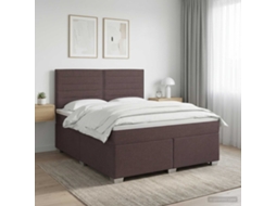 Vidaxl Cama Box Spring Com Colchão Marrom Escuro 140 X 190 Cm Tecido