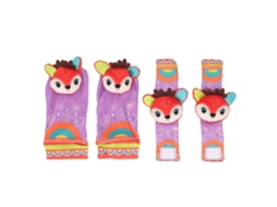 Primerox conjunto de Pulseiras e Meias com Chocalhas para Bebê 0 6 Meses Design Colorido e Educativo
