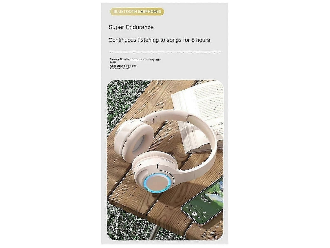 Fones de Ouvido Led Bluetooth Sem Fio com Graves Potentes, Ideais para Esportes, Jogos e Música. Compatíveis com Cartão Tf e Portáteis. TAISHENGDA