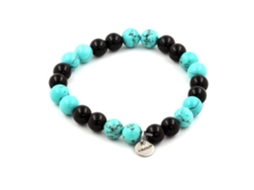 Pulseira Com Contas De Turquesa E Ágata Preta De 8 Mm Nostalgia88