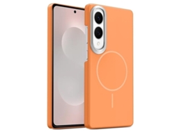 Capa Para Samsung Galaxy S25 Edge 5g Fina Circular Magsafe À Prova De Choque Dourada Em Policarbonato Laranja