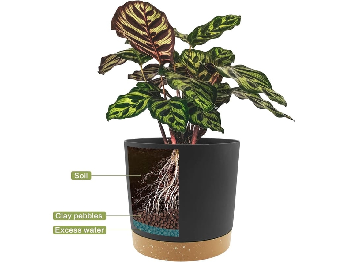 Vaso De Planta Interior Com Buraco De Drenagem E Base Removível, Prato Decorativo Moderno Para Jardim Ao Ar Livre