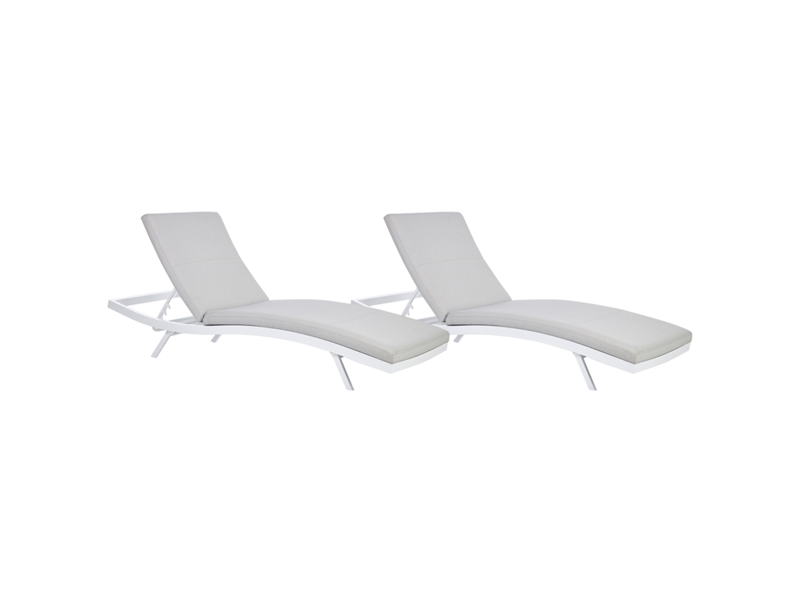 Hamacas De Jardín Acolchadas Con Respaldo Ajustable Beliani Amelia De Olefina Gris 65x199x88