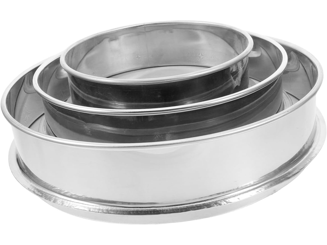 Topbathy Conjunto de 3 Peneiras Redondas Aço Inoxidável Besportble para Pedras, Ferramenta Peneiramento com