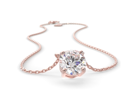 Colar SERASAR Premium Feminino Zircônia Aço Cirúrgico 316L Inoxidável Cor: Ouro Rosa