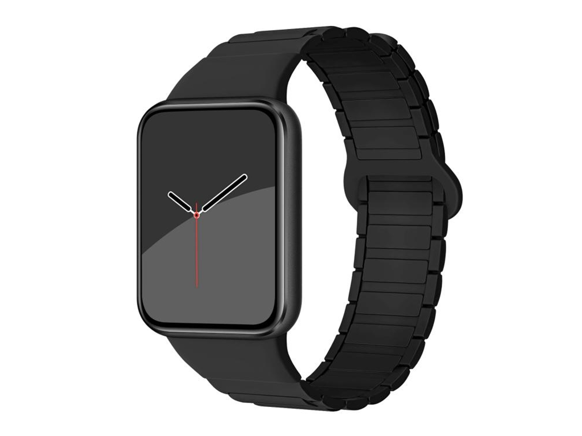 Bracelete Para Redmi Watch 6 / 5 / Xiaomi Band 9 Pro / 8 Pro - Silicone Magnético - Três Contas Preta