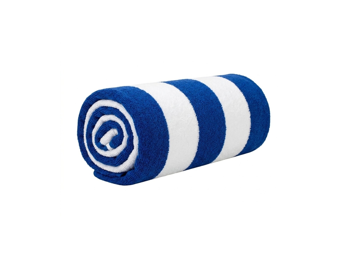 Toalha Praia Piscina Grande 100x160 Algodão Turco 450 G/m² Listras - 10 Und Branco Azul IVEDIN HOME
