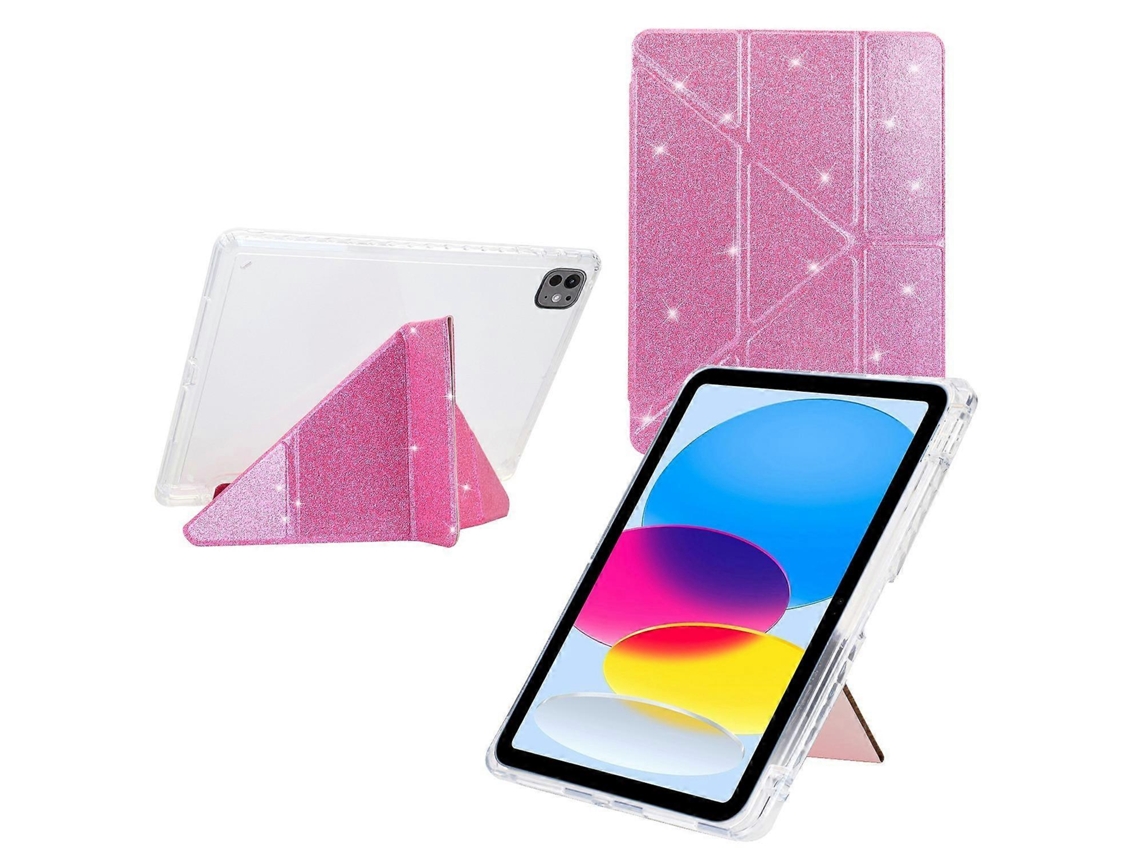 Capa inteligente de couro acrílico transparente Webake para tablet com glitter e dobra em Y