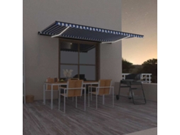 Vidaxl Toldo Retrátil Manual Com Led 500x300 Cm Azul E Branco