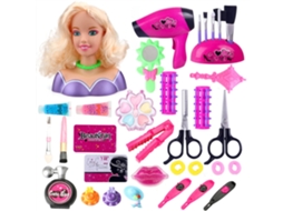 Primerox conjunto de Brincadeira de Maquilhagem Falsa com Boneca de Estilo Cabelo para Crianças Meninas