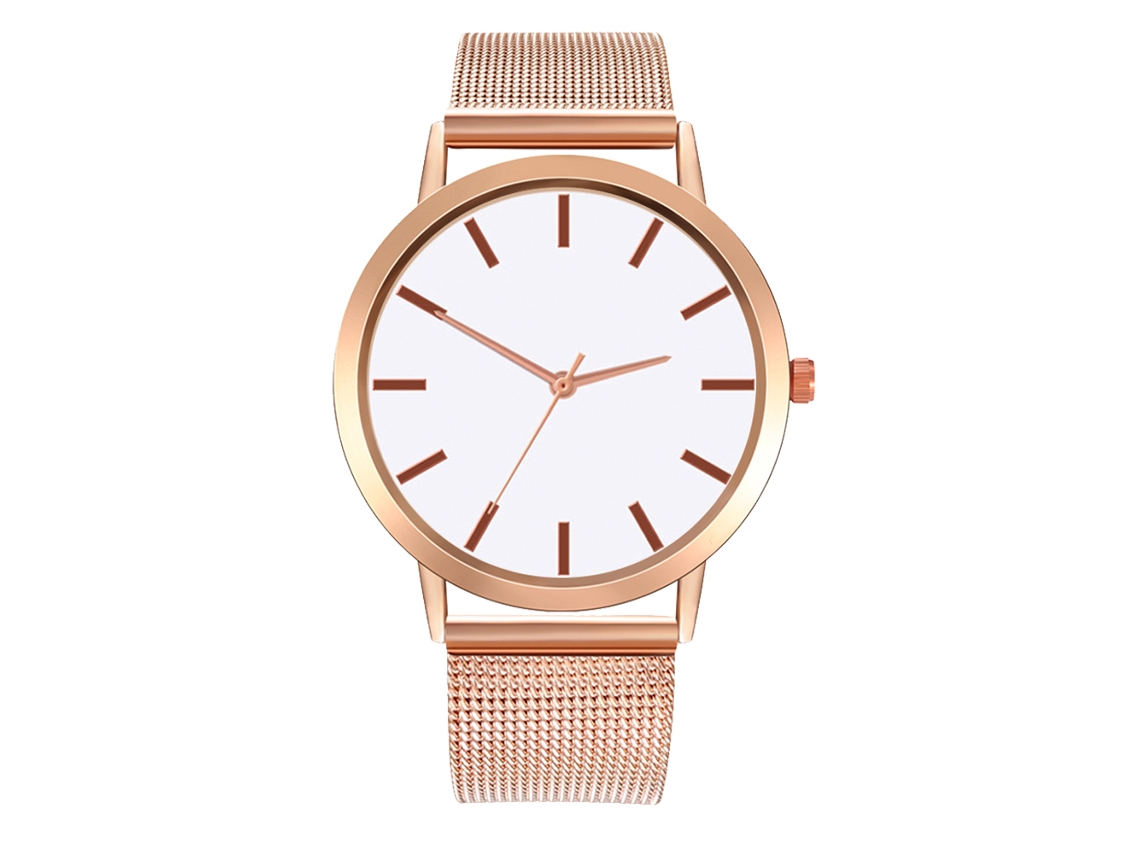 Reloj Analógico De Cuarzo Con Correa De Malla Zhoulianfa Moda Casual (oro Rosa)