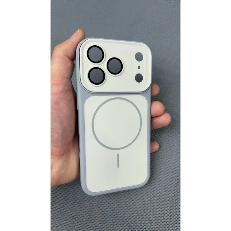 Capa Para Celular Com Carregamento Sem Fio, Fosca E Magnética, Semitransparente (para Iphone 16 Plus Cinza).