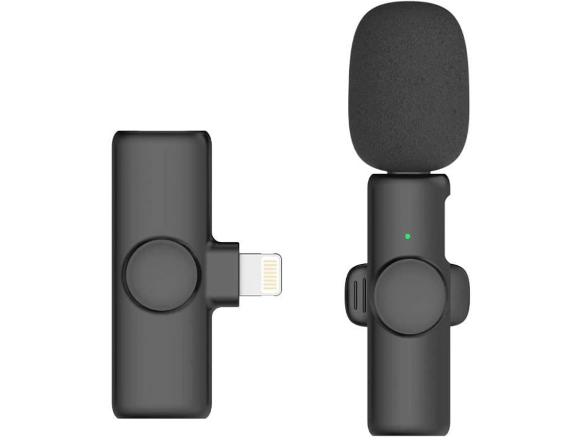 Microfone de lapela sem fio para iPhone, Smartphone, iPad, Vlog, Gravação de vídeo, YouTube, Facebook, Tiktok, Redução de ruído A72