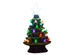 Árvore de Natal de Cerâmica Iluminada 18,8cm Decorativa Mesa Natal Luzes Festivas S/MARCA