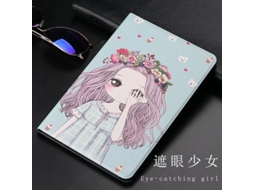 Capa Para Ipad 2 3 4 9.7 Com Estampa De Menina Olhos, Livro E Estrutura Arame. Desenho Animado. Tuotuo