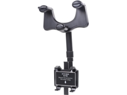 Suporte Para Celular No Retrovisor Preto Com Base Giratória Para Fácil Instalação.