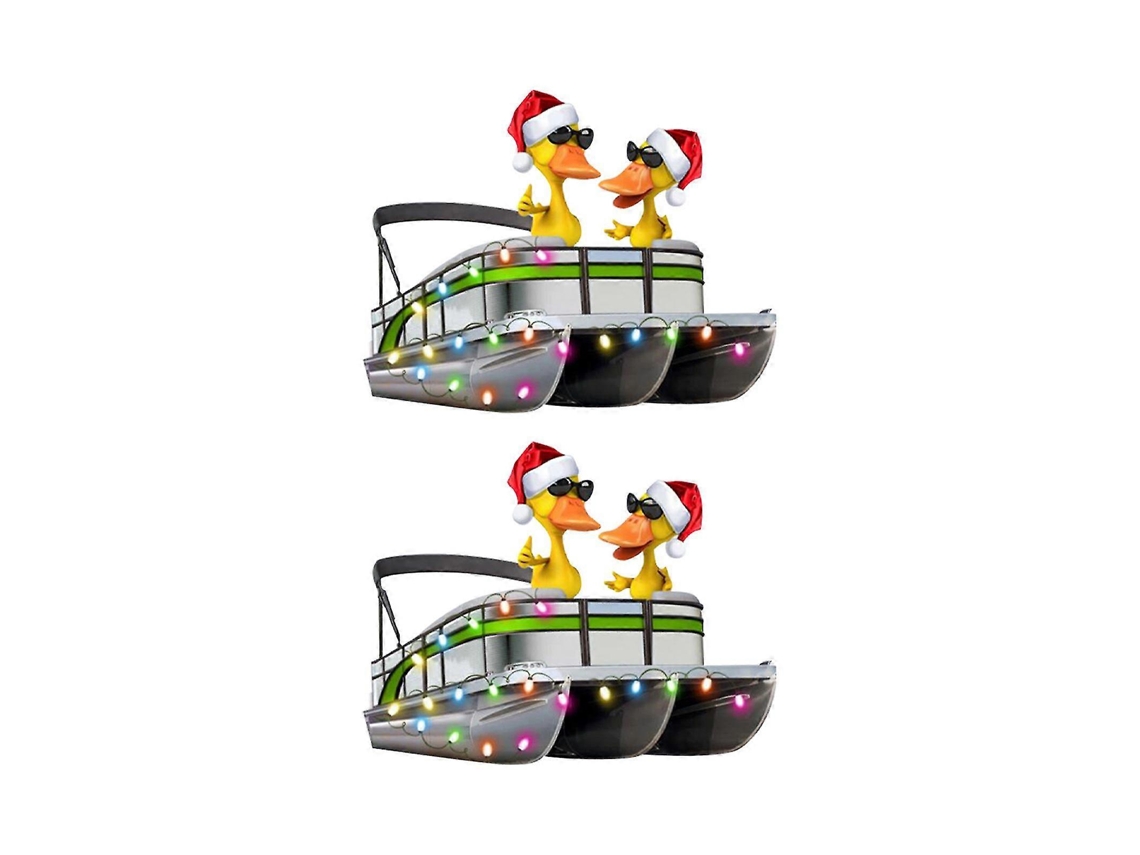 Enfeite De Natal Divertido Em Ferro Fundido Com Formato De Barco Pontão, Presente Perfeito Para Amantes De Barcos Pontão . Hengjian (pacote Com 2)