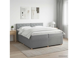 Vidaxl Cama Box Spring Com Colchão Cinzento-claro 200 X 200 Cm Tecido