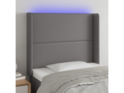 Vidaxl Cabeceira Cama C/ Led Couro Artif. 103x16x118/128 Cm Cinzento