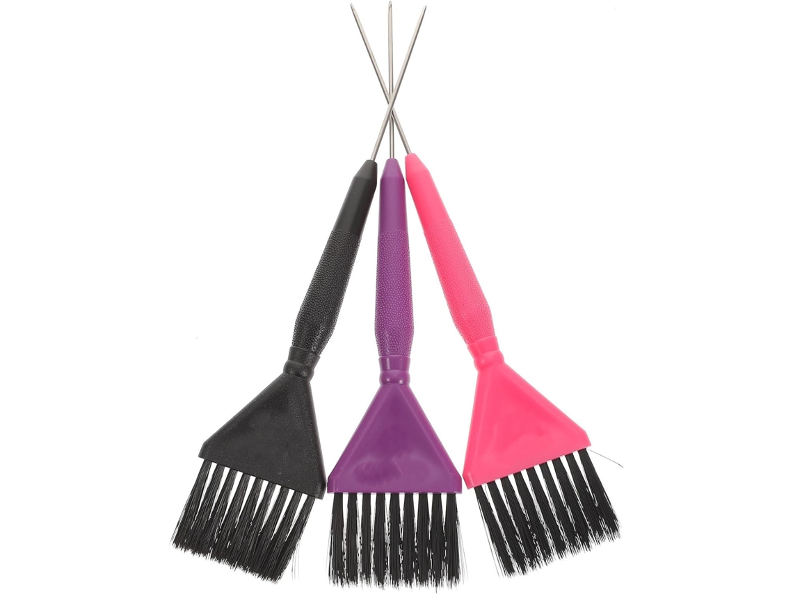 Conjunto De 3 Pincéis Pretos De Policarbonato Para Coloração Capilar, Com Cabo Confortável E Fácil De Aplicar.