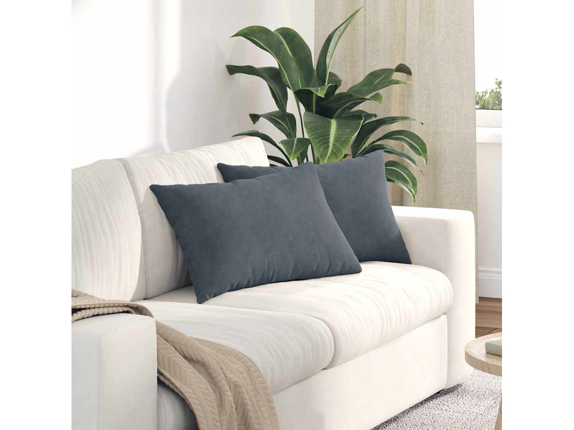 Vidaxl Travesseiros De Sofá 2 Pcs Cinzento Escuro 60 X 40 Cm