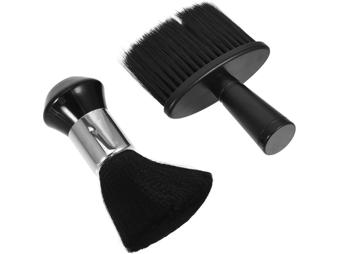 Conjunto De 2 Escovas Pretas Para Pescoço Em Fibra E Abs Com Gancho Pendurar, Escova Profissional De Salão Cabeleireiro