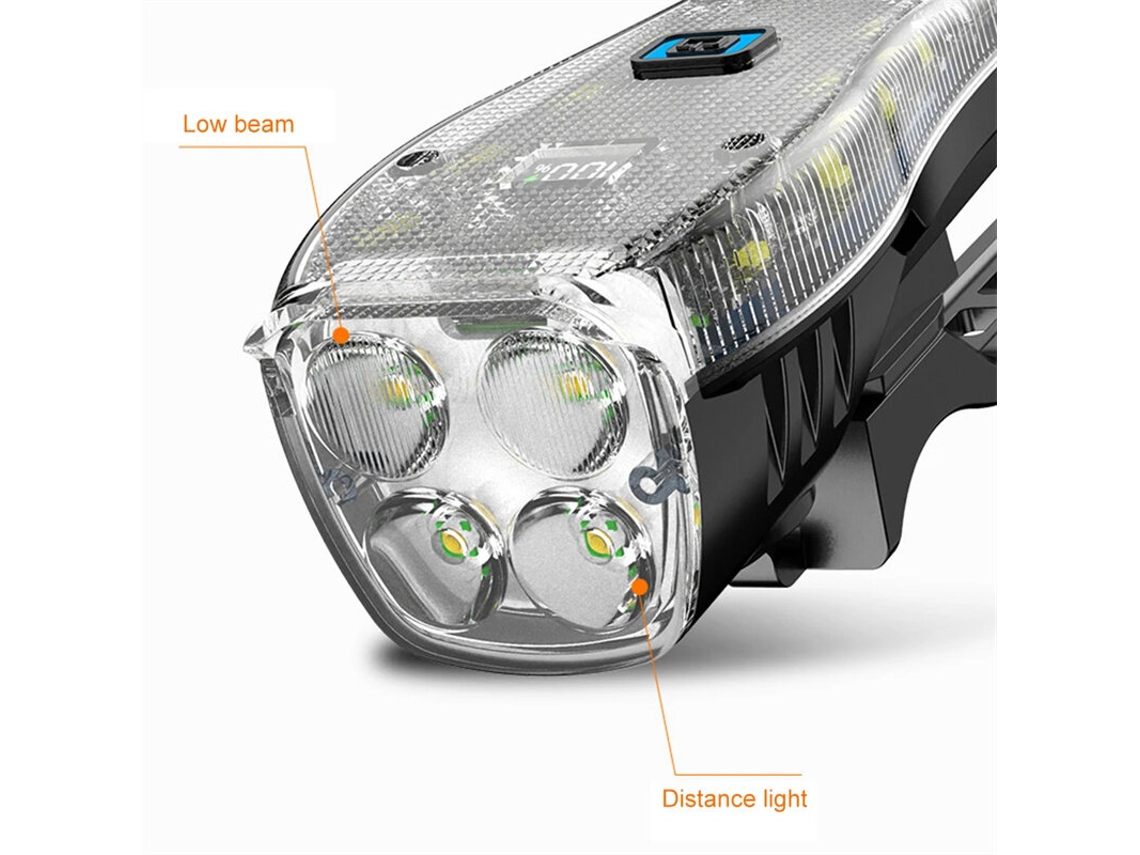 Branco bikight Farol Bicicleta 4 Leds Grandes 2000mah Feixe Duplo Ipx5 4 Modos Tipo-c Buzina 120db