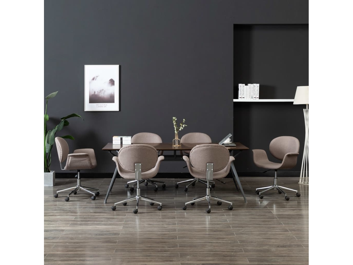 Vidaxl Cadeiras De Jantar Giratórias 6 Pcs Tecido Cinzento-acastanhado