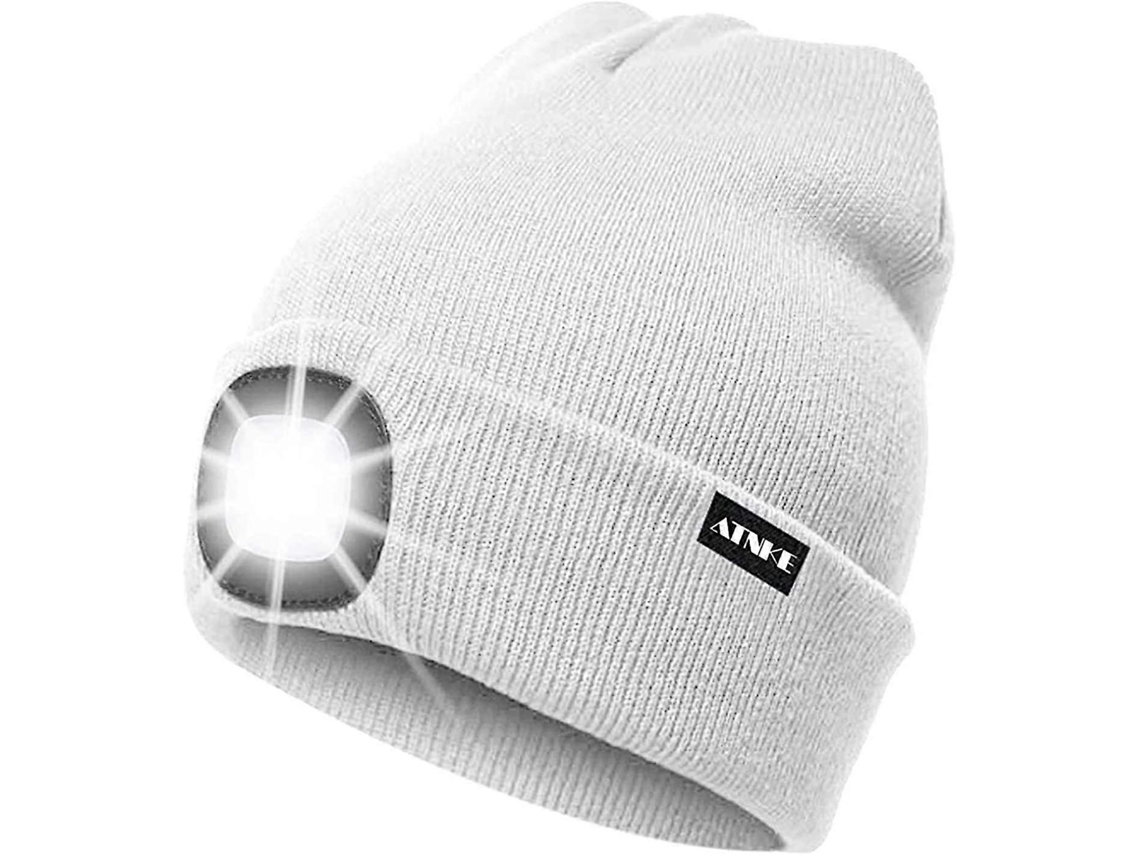 Rebe-gorro Iluminado Recargável Com 4 Leds Impermeável Para Corrida, Caça, Camping E Atividades Ao Ar Livre Blanco