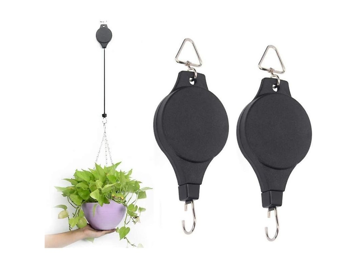 2 Peças De Polea De Planta Retrátil Ajustável Com Gancho Para Macetas E Comederos De Aves Em Jardim, Balcão, Patios, 90cm, 15kg