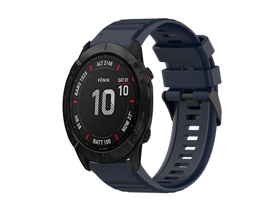 Bracelete de Smartwatch para Garmin Fenix 6X Sapphire 26mm de silicone com textura horizontal com ferramenta de remoção (azul marinho)