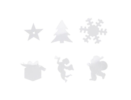 6 caixas com 6 formatos de glitter - branco - de 1,2 a 1,6 cm